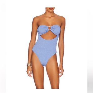 WeWoreWhat O-ring ruched bandeau one piece. NWT